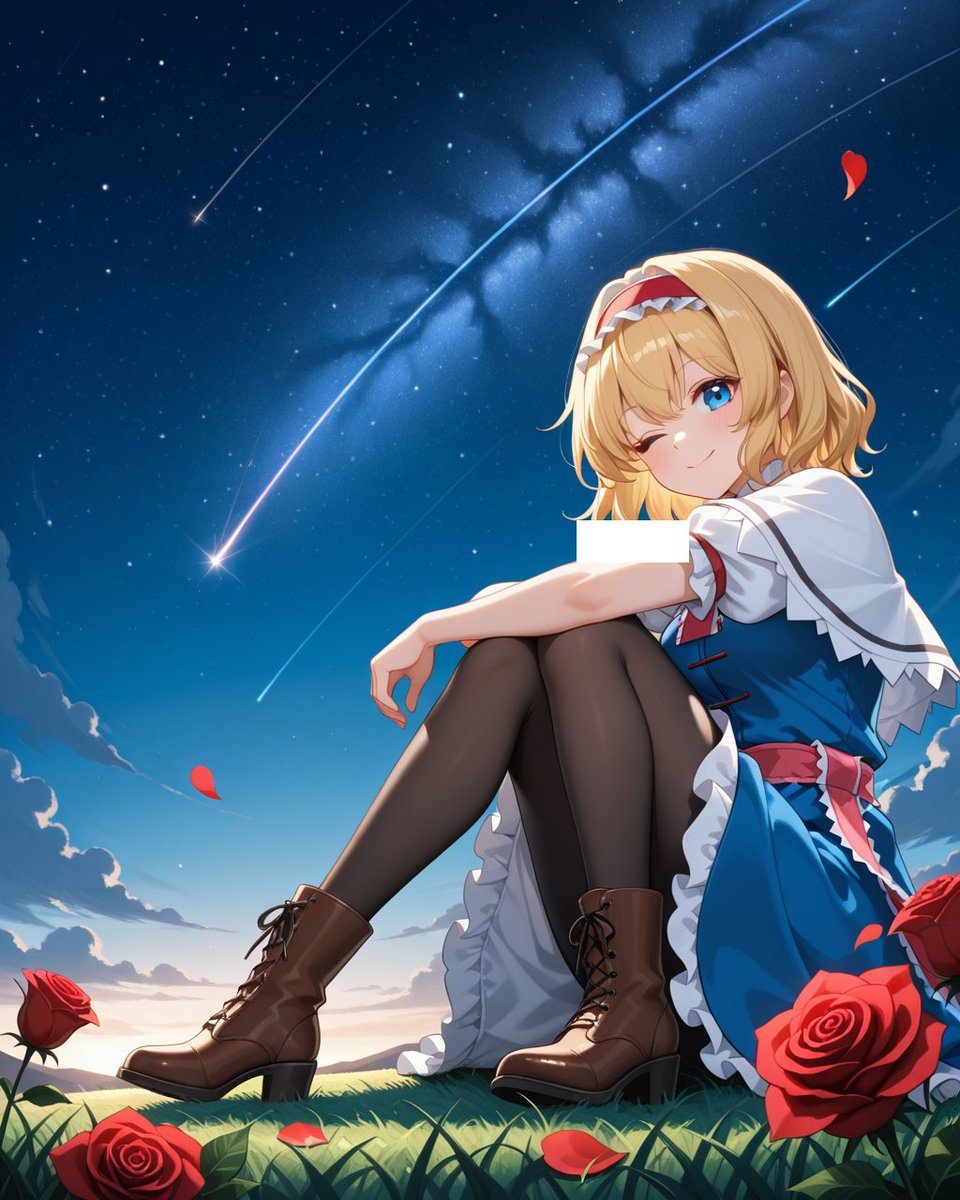 AIイラスト 今日はアリスと魔理沙を生成いたしました♪ 星空の下で