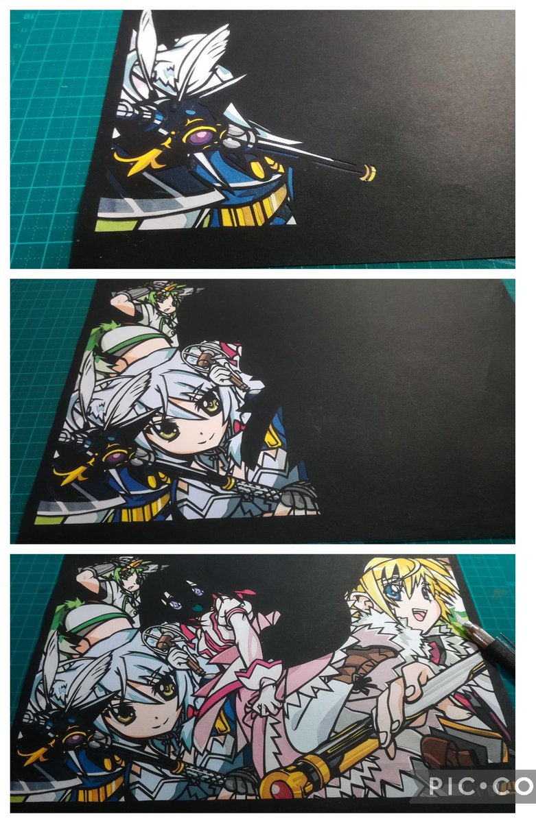 私のヤバい初手と完成 #切り絵 #DOGDAYS