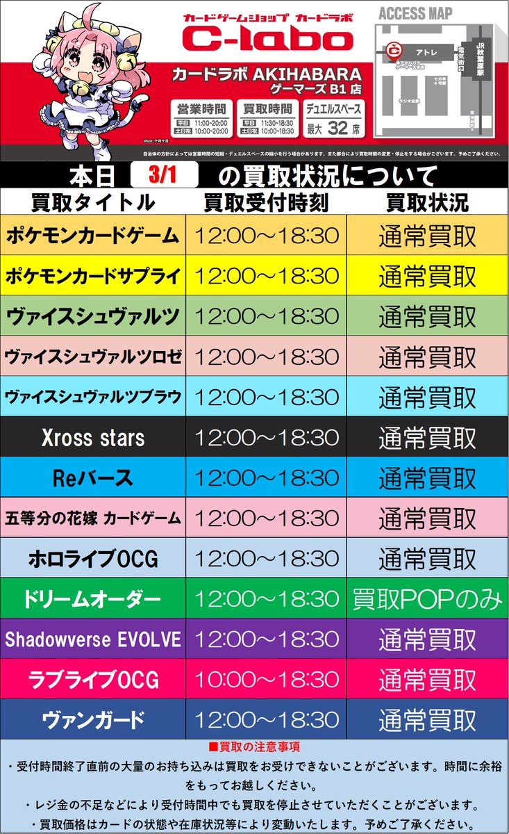 お知らせ】 本日の買取タイトルになります。 レジ金、在庫状況など