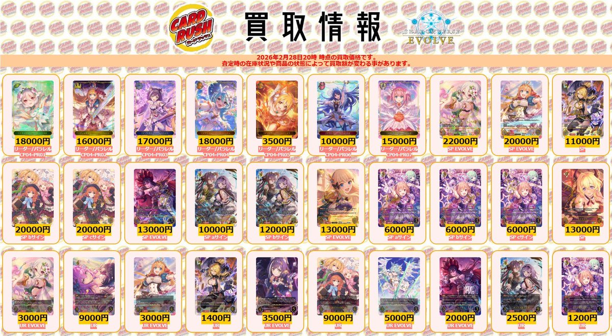 シャドウバースエボルヴ 買取情報 プリンセスフォーム コッコロ