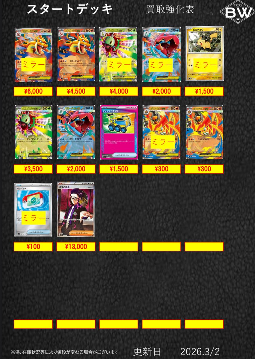 MEGAドリームex.スタートデッキ100 ※素体買取表