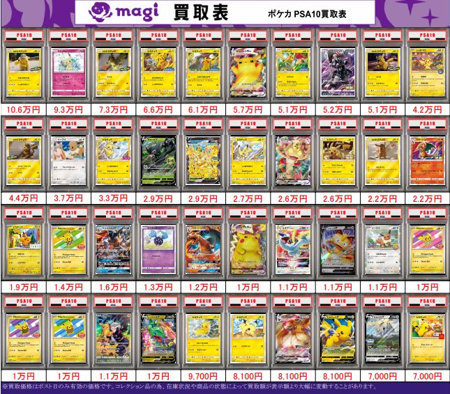 🌟#magi八王子 3/2限定最新買取情報🌟】 ポケカ PSA10 買取表になり