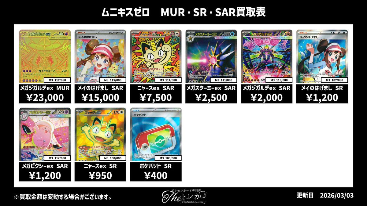 ムニキスゼロ SR・SAR 買取💹 メガジガルデ MUR 23,000円 メイのはげ
