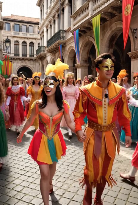 ベニスのカーニバル。 実際は仮装していませんでしたが、なぜか仮装し