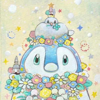 想い出の日々 昨年描いた絵柄のペンギン子達を少しだけ成長して描いて