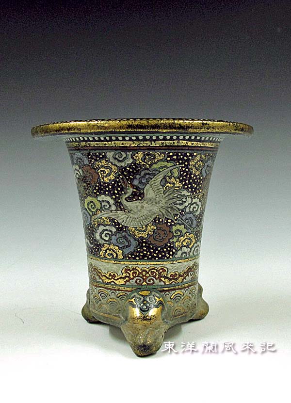 京楽焼短冊家「五柳雲鶴図万年青鉢」 No.515 : 風来記 東洋蘭風来記