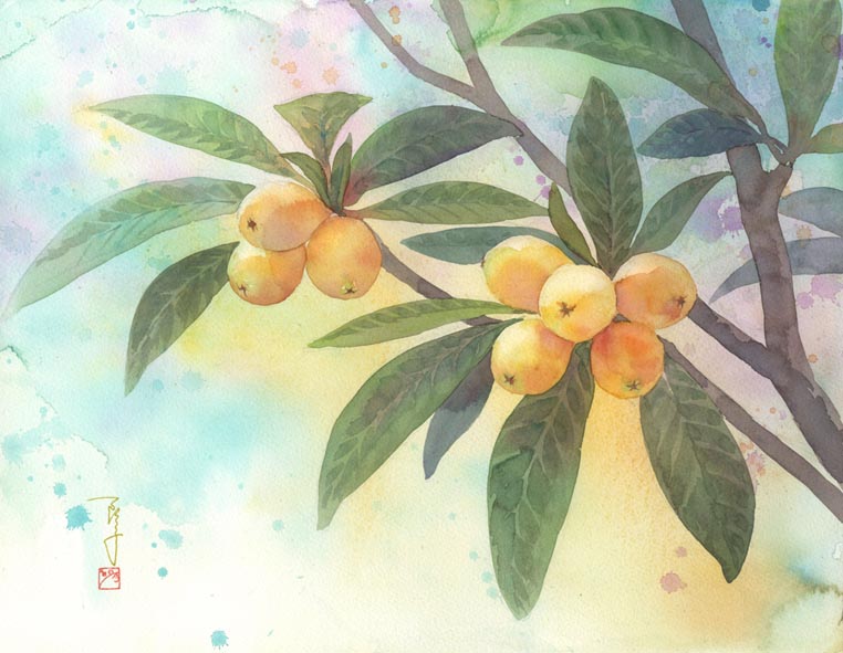 びわ 水彩画 : はるさき水彩画blog