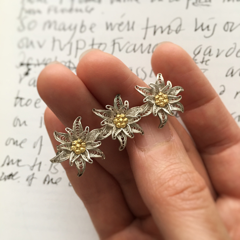 シルバーフィリグリー エーデルワイスのヴィンテージブローチ