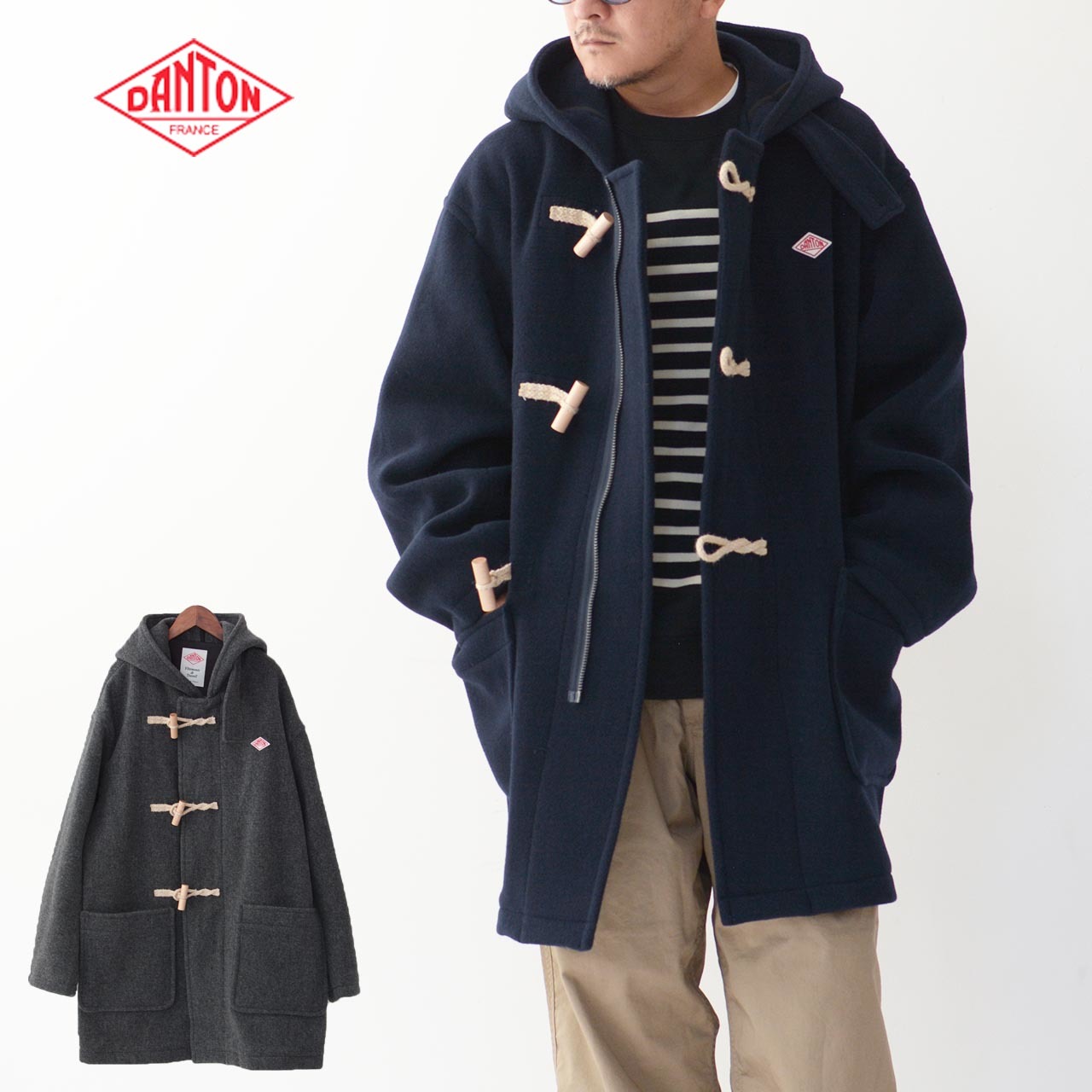 DANTON [ダントン] M's WOOL LIGHT PILE DUFFEL COAT [DT-A0390WLP
