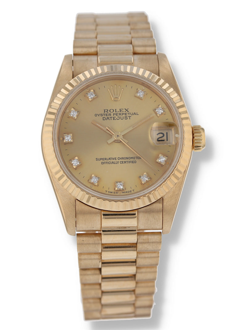 39602: Rolex 18k Yellow Gold Mid-Size President, Ref. 68278, Circa