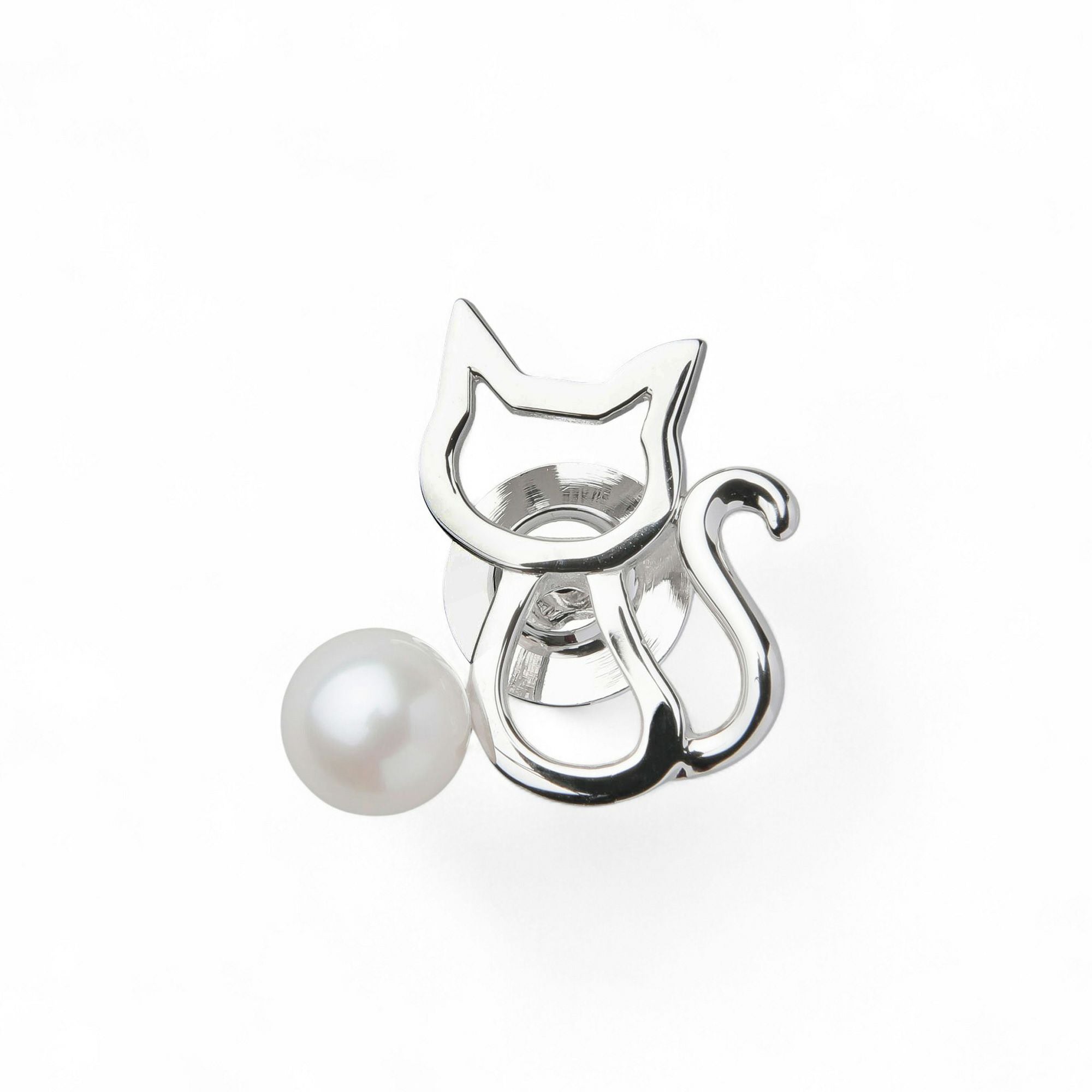 WEB限定】あこや真珠 ブローチ ネコ 7.0-7.5mm SV925 | パールブローチ