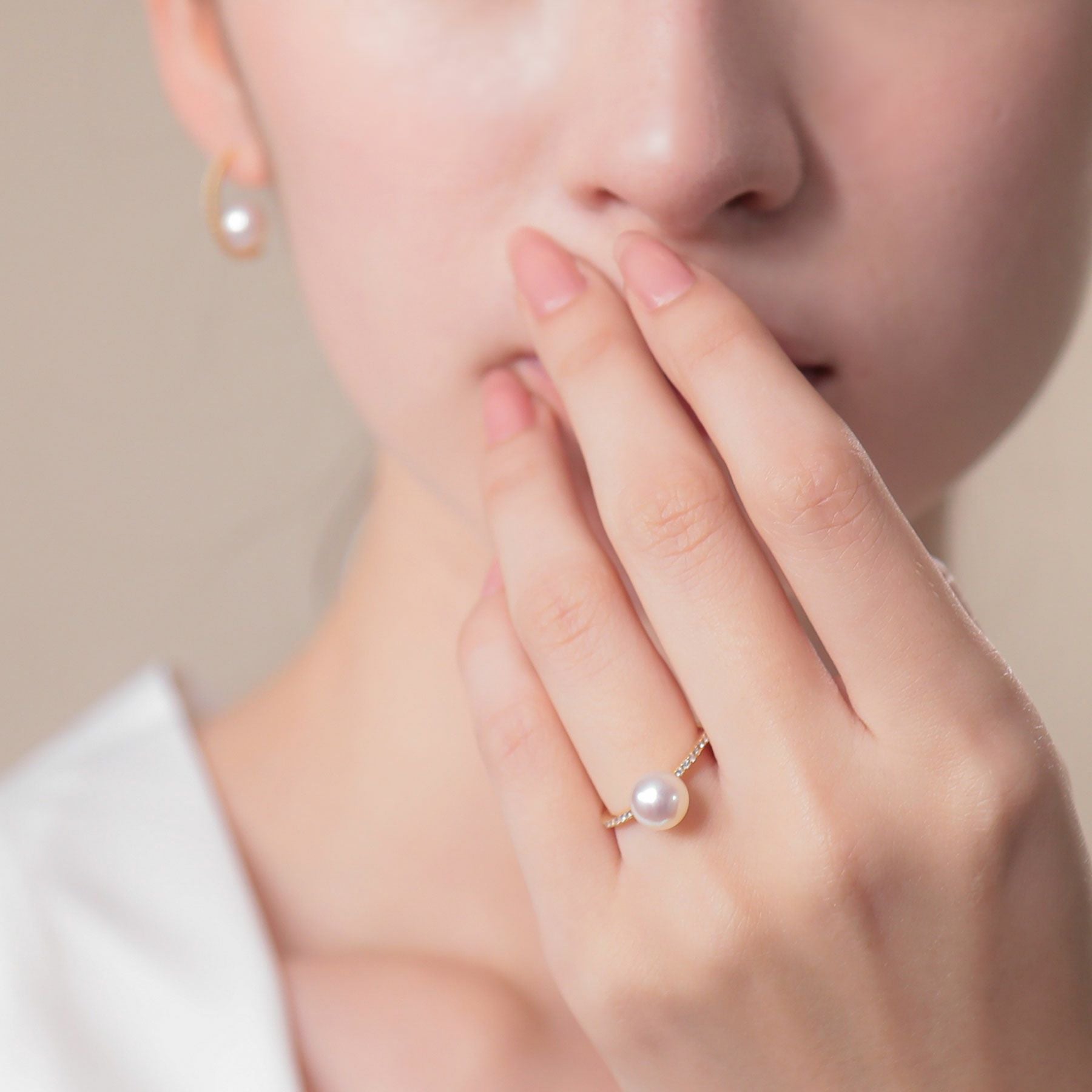 オーロラ花珠真珠 リング8.0-8.5mm K18YG [WSP] | 花珠真珠リング