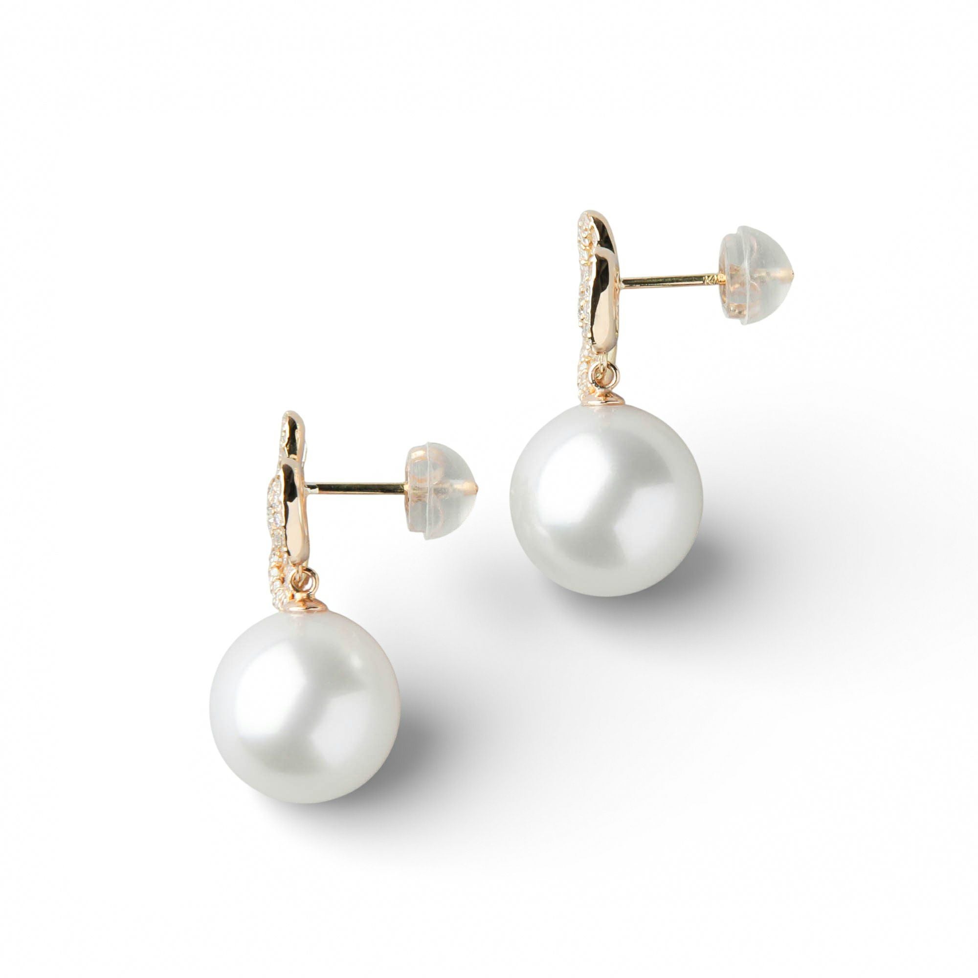 南洋白蝶真珠 ピアス 10mmUP K18YG オーロラフェニックス鑑別 [WSP