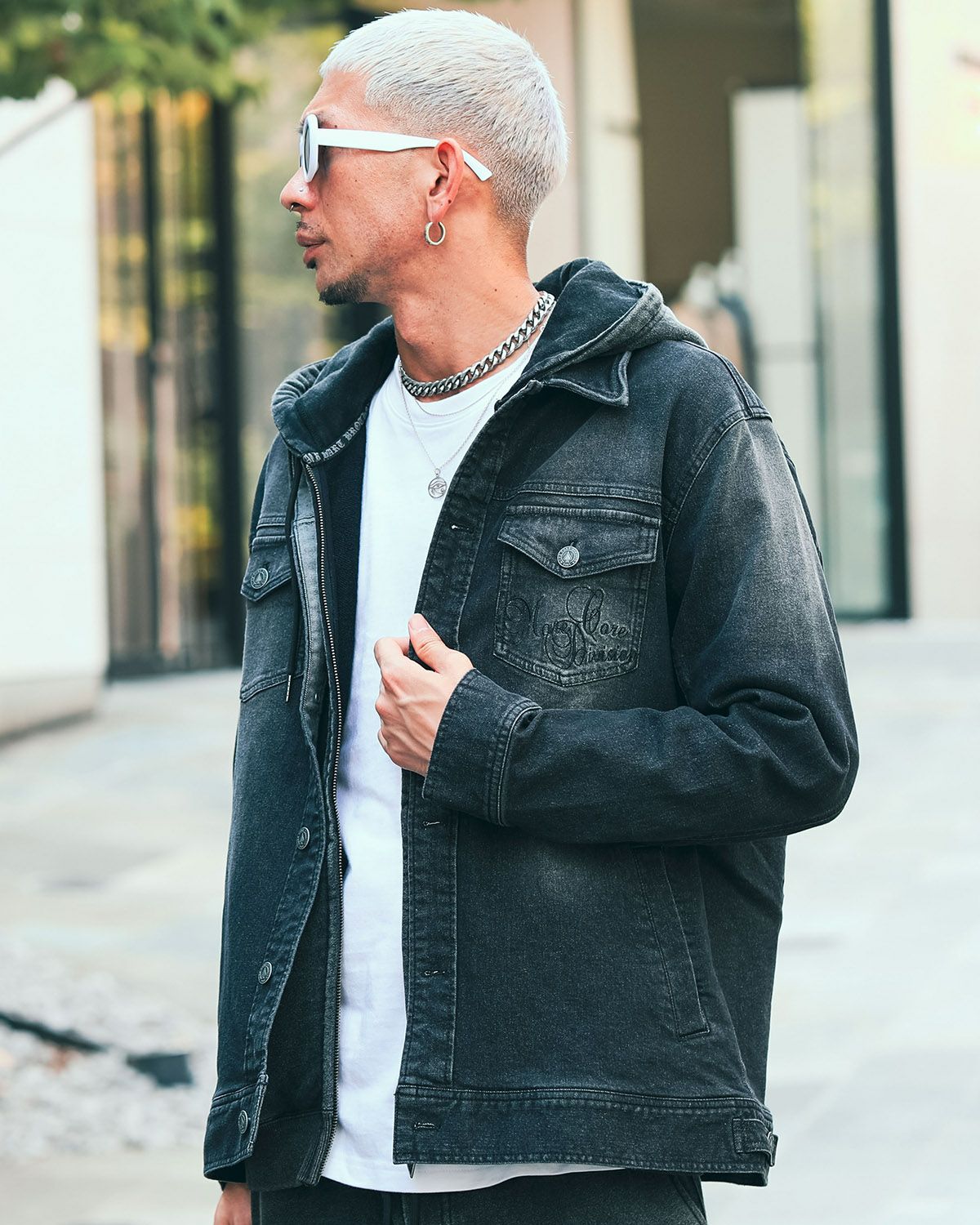 MCD] ストレッチ ブラック デニムジャケット | PEET ONLINE STORE