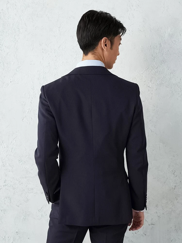 上下洗える】2釦スーツ シャドウストライプ【クラシコ】ネイビー