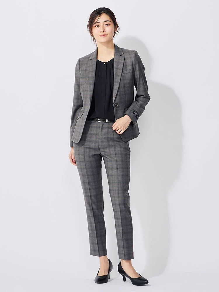 ネイビー インポート【REDA】スーツ テーパードパンツ チェック柄