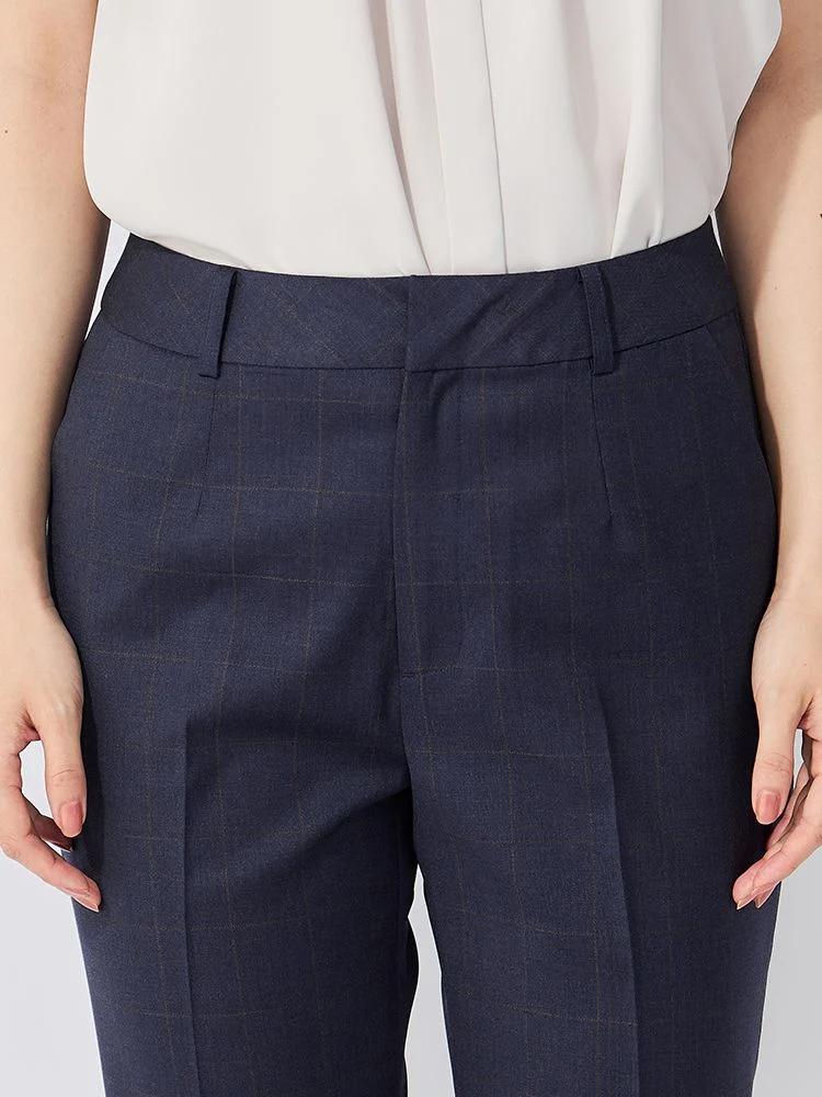 ネイビー インポート【REDA】スーツ テーパードパンツ チェック柄