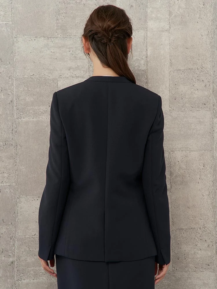 ベージュ 2WAYストレッチスーツ ノーカラージャケット ベージュ