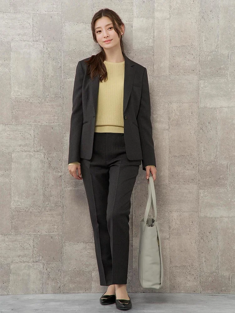 M．グレー 【WEB限定】千鳥格子 メランジ調スーツ テーラージャケット