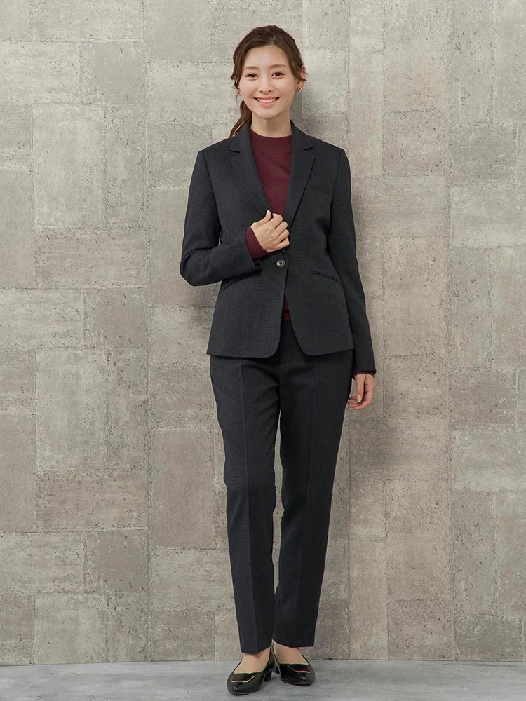 M．グレー 【WEB限定】千鳥格子 メランジ調スーツ テーラージャケット