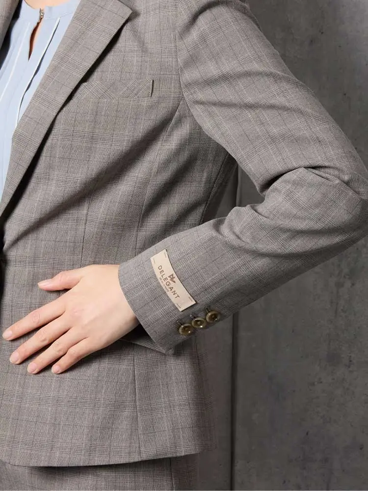 M．グレー デレガントスーツ ジャケット 先染めチェック グレー