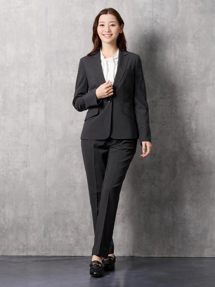 ネイビー 軽量グレンチェックスーツ テーパードパンツ グレー/ネイビー