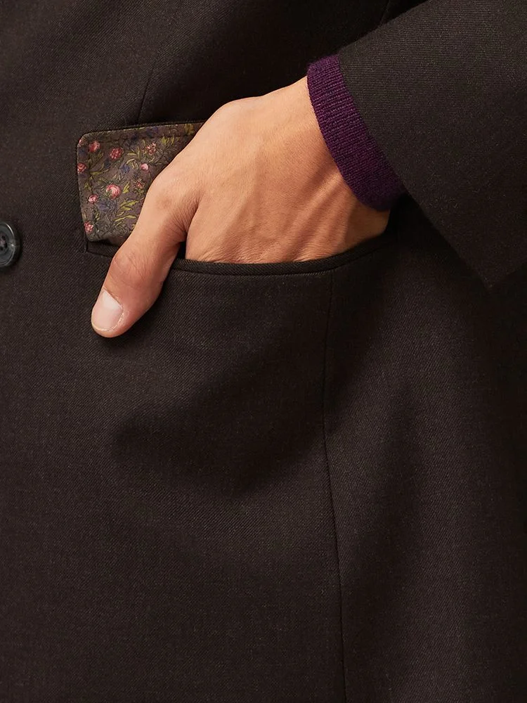 ブラウン TRANS CONTINENTS ウールサキソニー セットアップジャケット