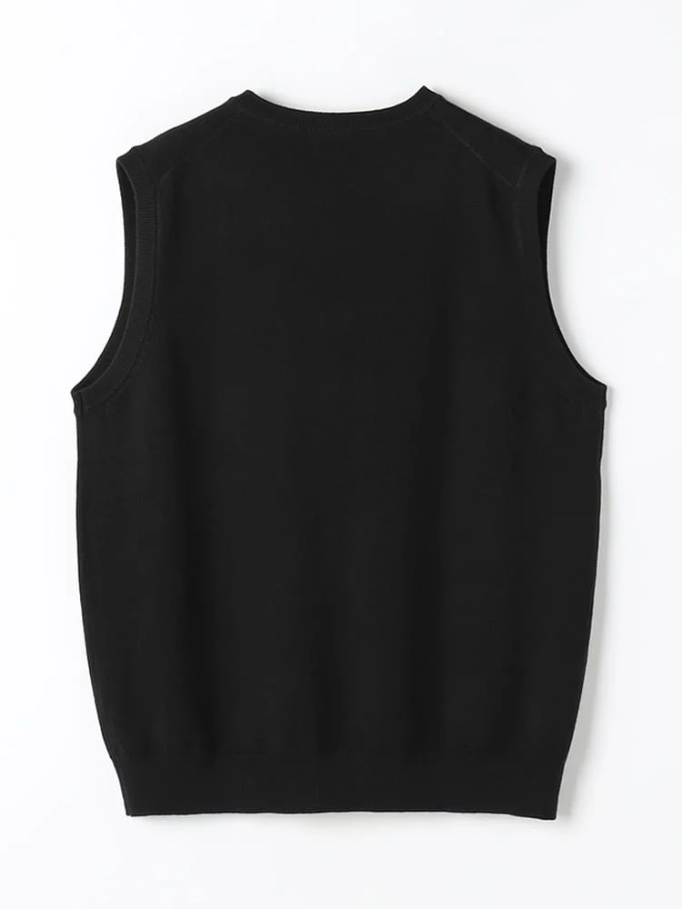 ブラック TRANS CONTINENTS BIZニット Vネックベスト ブラック/グレー