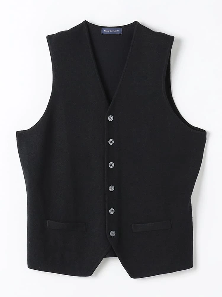 ブラック TRANS CONTINENTS BIZニット Vネックベスト ブラック/グレー