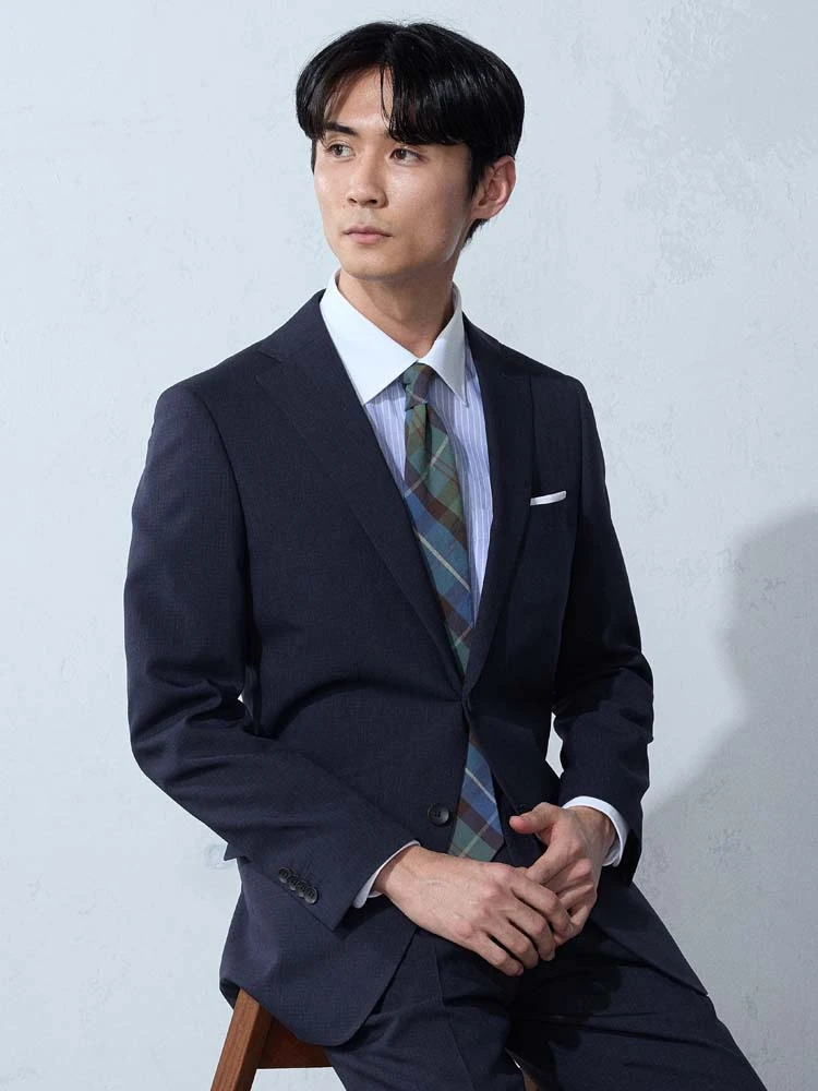 上下洗える/高通気】WEB限定スーツ 4WAYストレッチ ミニチェック