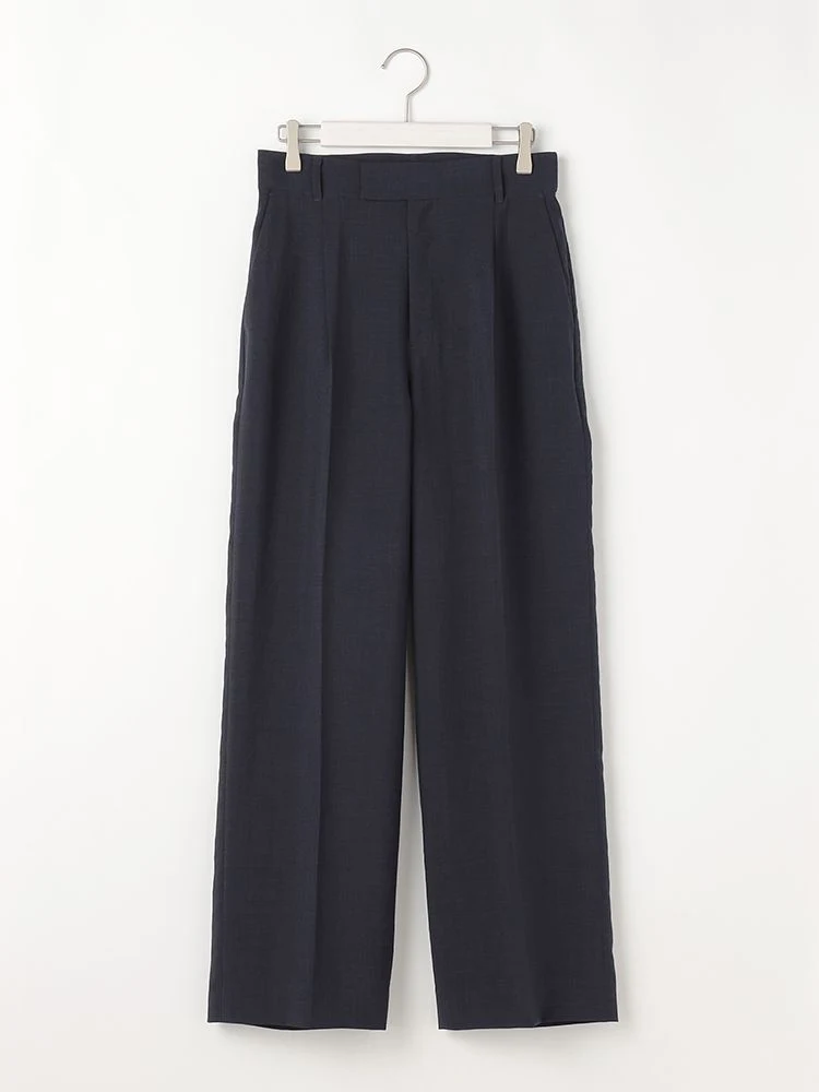 ブラウン系 リネン調メランジスーツ ワイドパンツ ブラウン/ネイビー
