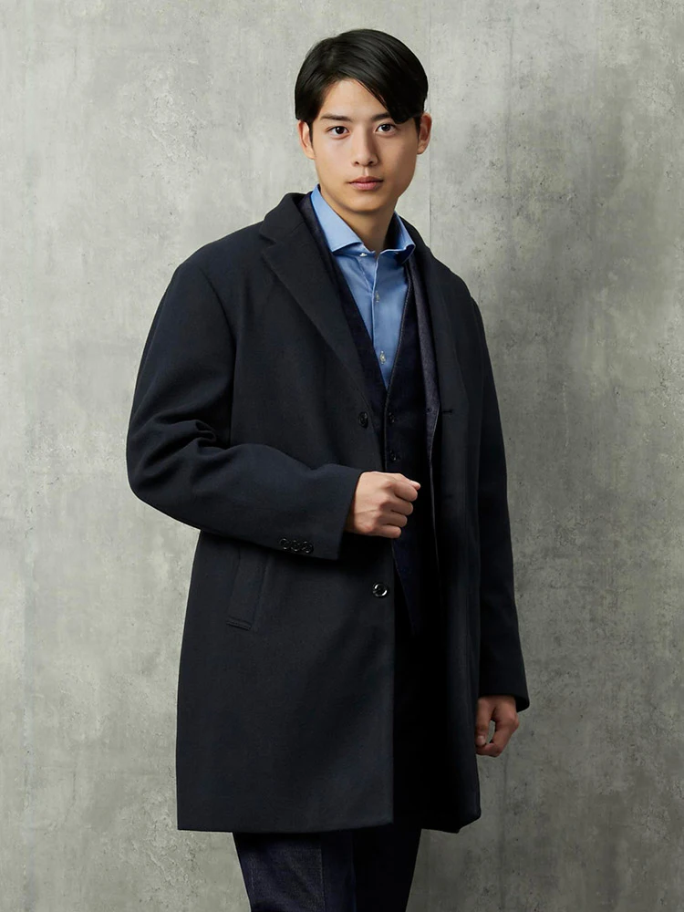 ネイビー TOKYO RUN プチプラ チェスターコート ブラック/ネイビー