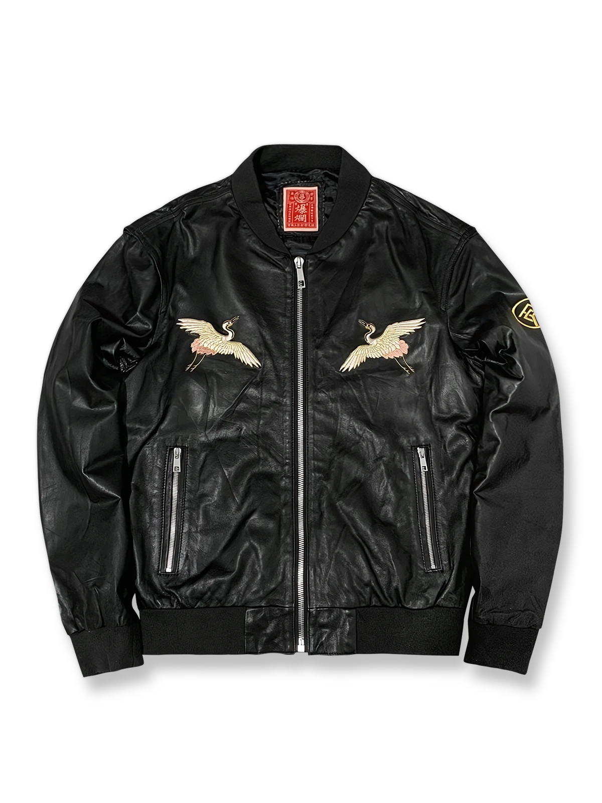 予約】万針刺繍 鶴図 羊革 スカジャン -PESSOA CLUB