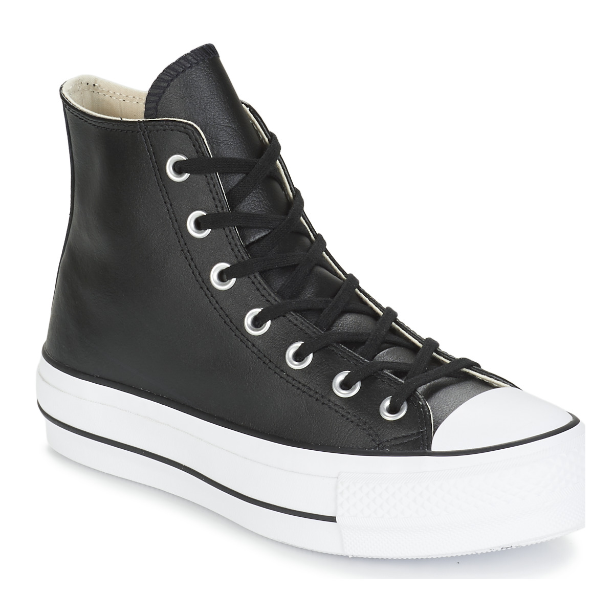 Converse CHUCK TAYLOR ALL STAR LIFT CLEAN LEATHER HI Black - Free