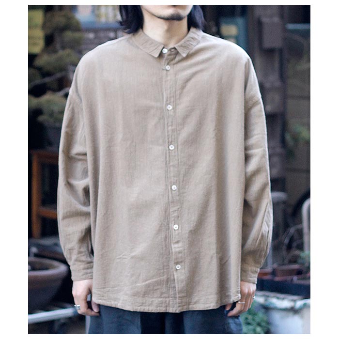 ミッタン MITTAN 綿絹楊柳ビッグシャツ（草木染）COTTON SILK WILLOW