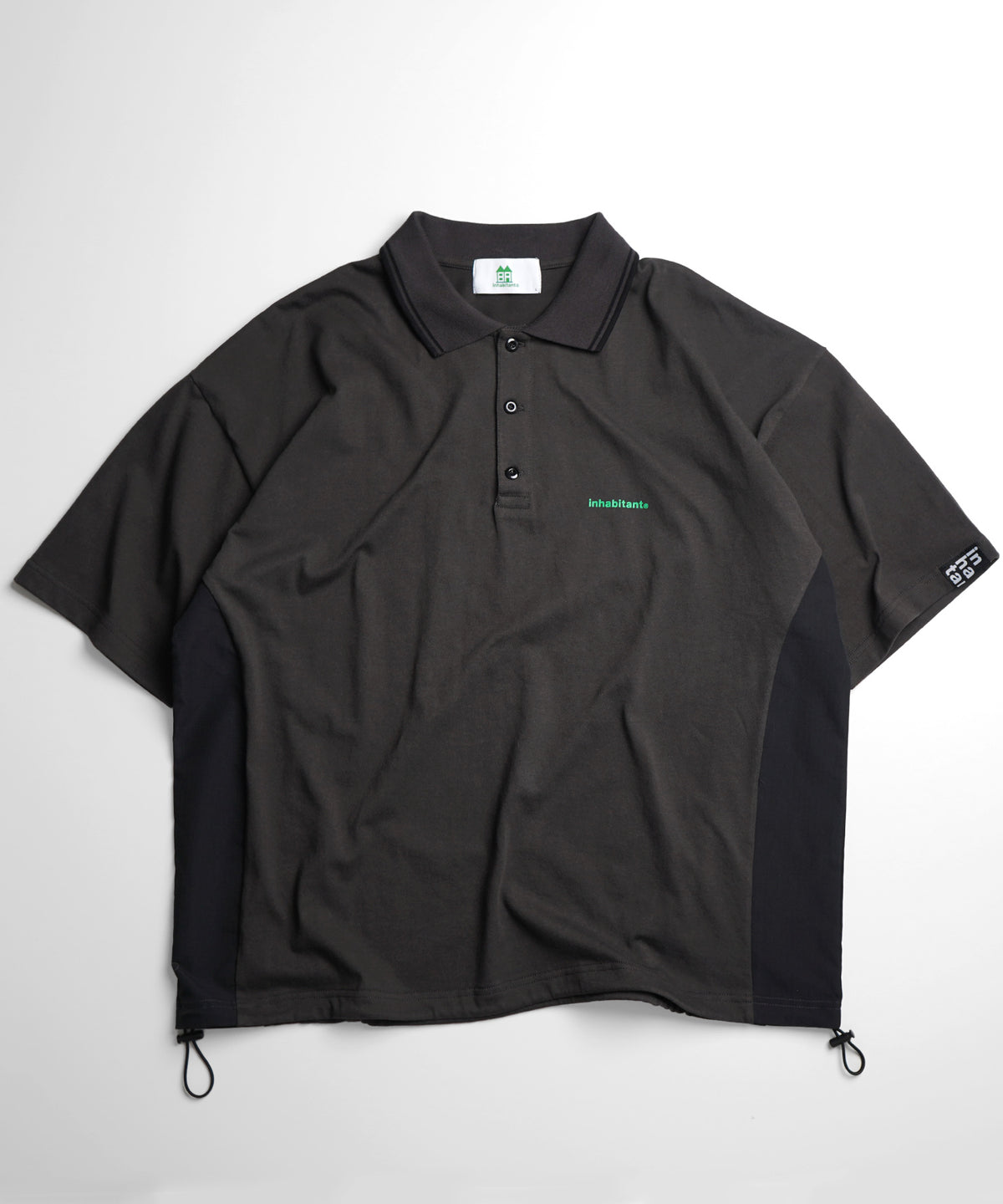 Men's] Oversized One-Point Print Short Sleeve Polo Shirt / inhabitant