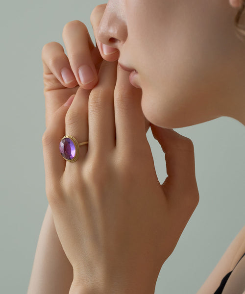 14K ドット アラウンド ストーン リングアメシスト |JEWELRY|PIMENTÉ