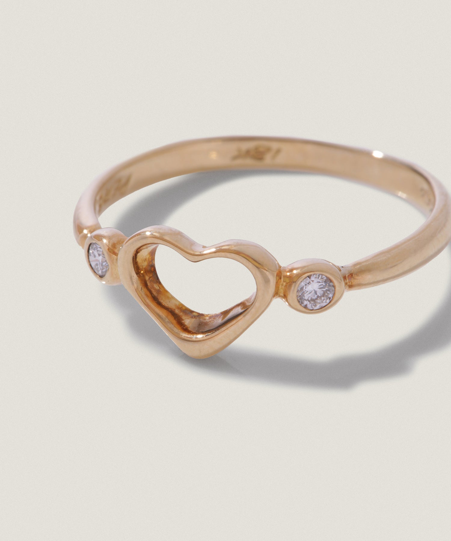 オンラインストア限定】12号 K18 RG / ダイヤ オープンハート リング