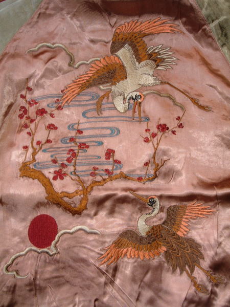 スカジャン 狛犬×紅梅鶴柄 SKJ-64: 花旅楽団 Script スクリプト 和柄