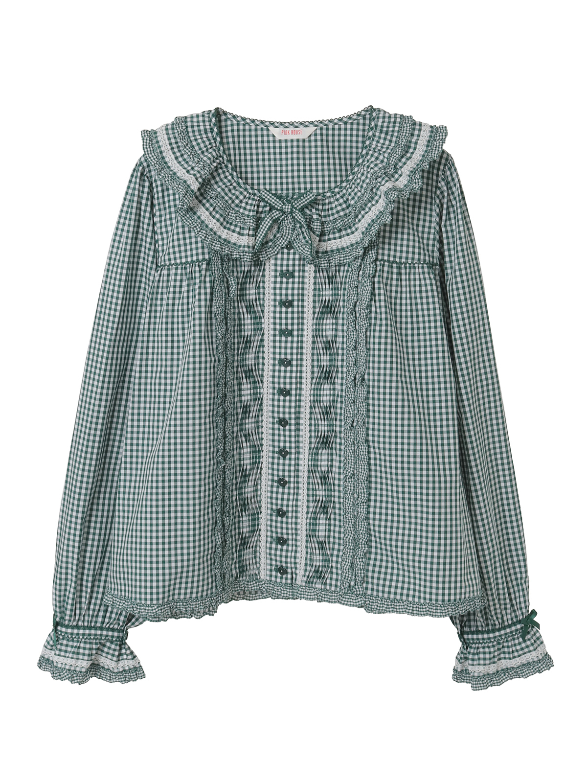 フリル襟付きギンガムチェックブラウス｜ピンクハウスオフィシャル