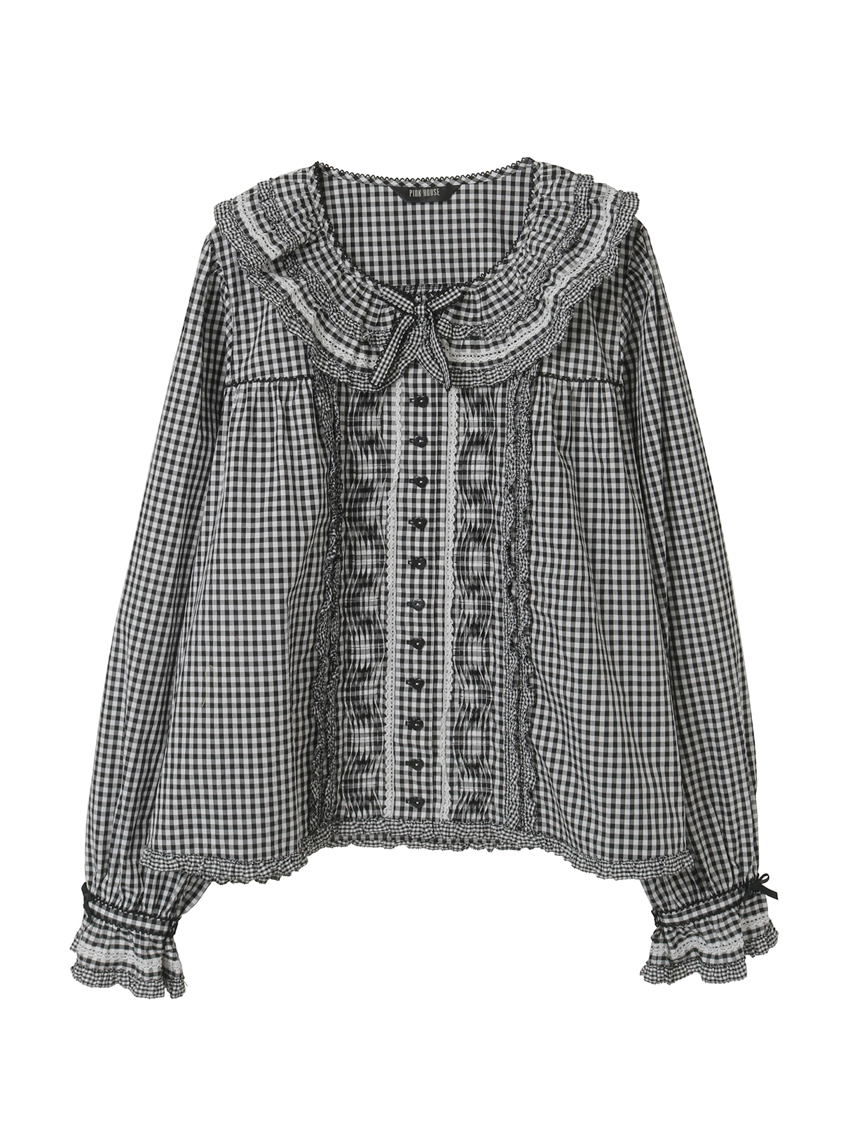 フリル襟付きギンガムチェックブラウス｜ピンクハウスオフィシャル