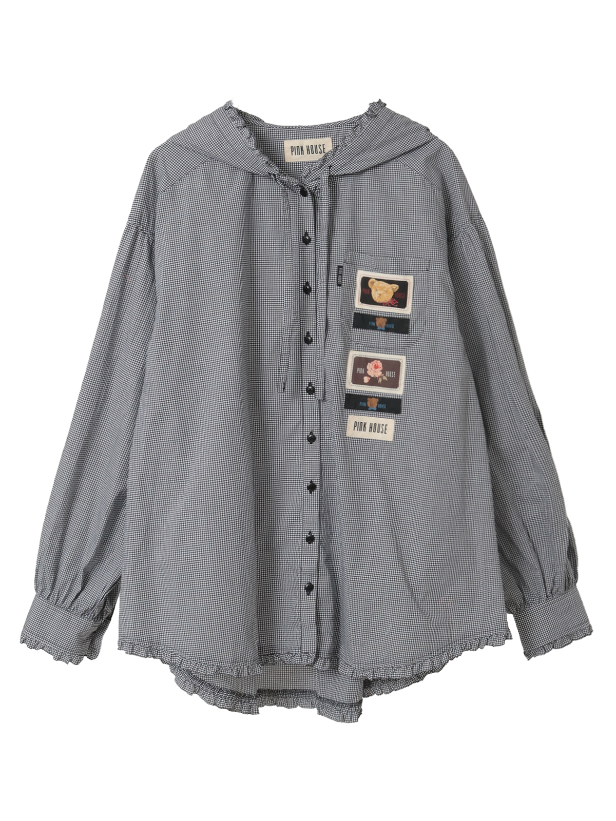ネームワッペン使いギンガムフードブラウス｜ピンクハウスオフィシャル