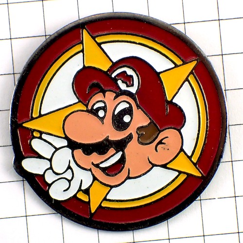 ピンバッジ・スーパーマリオ任天堂スター星ピースサイン・245075