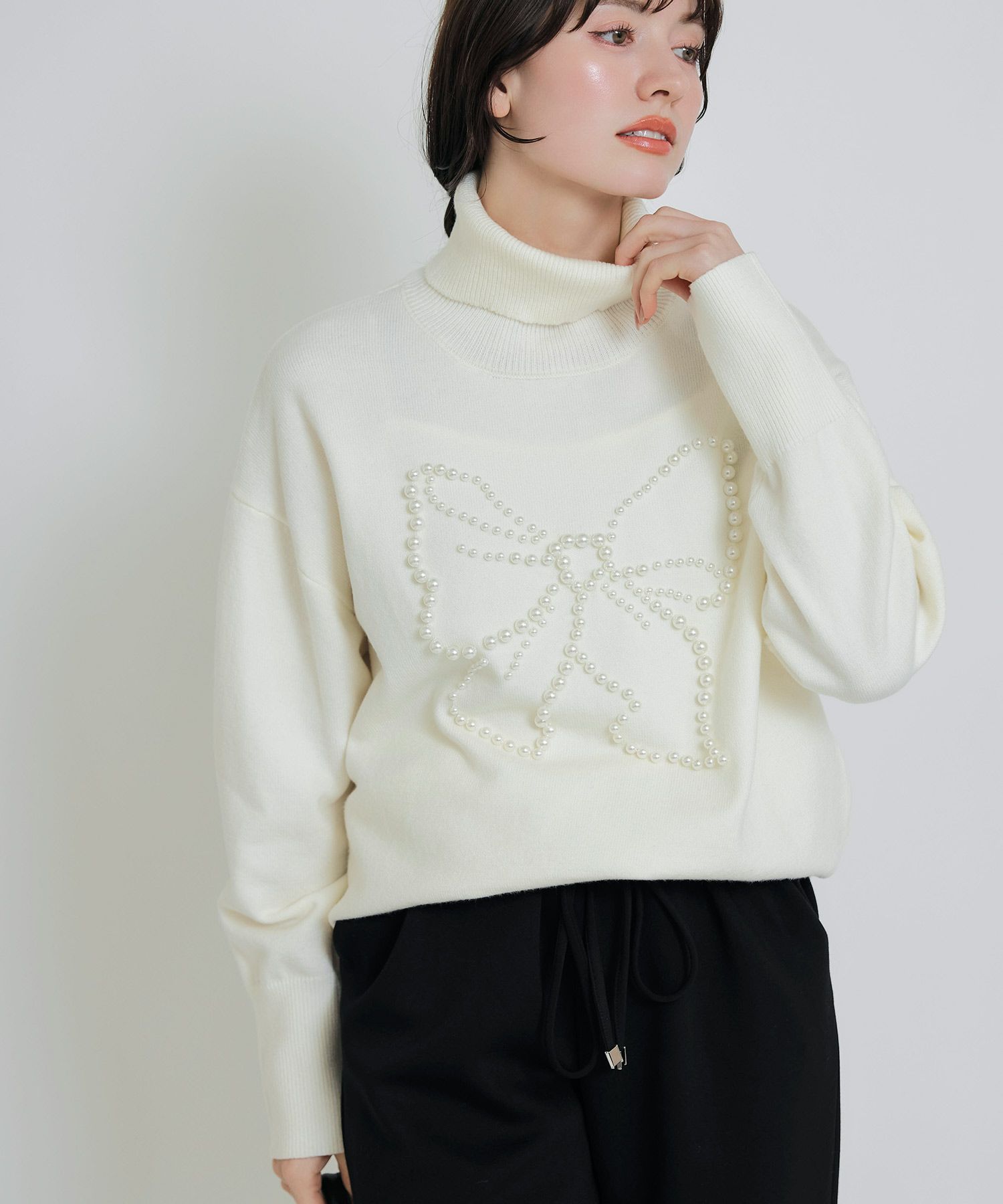 リボンパールタートルネックセーター | PICCIN (ピッチン) 公式通販