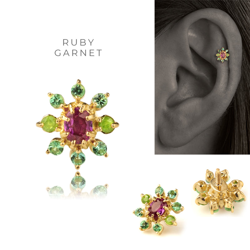 フラワーモチーフ ジュエリーボディピアス 軟骨ピアスパーツ│16G/14G