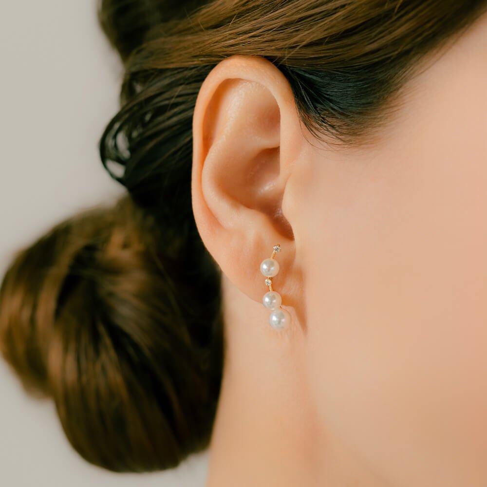 ボディピアス カーブ デザイン パール アコヤ真珠 K18 イエロー