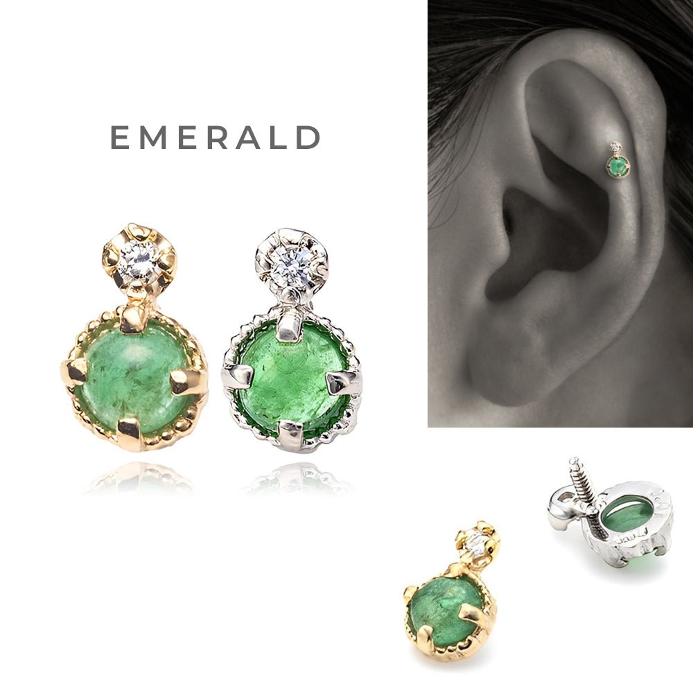 2連ボディピアスの雰囲気を楽しめる│カボッションオパール