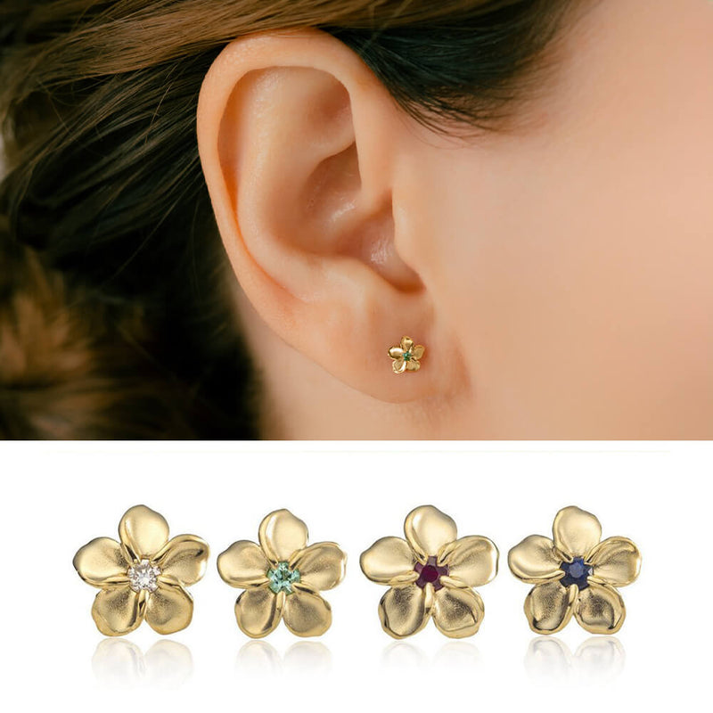 プルメリア ボディピアス│K18 ダイヤモンド 軟骨ピアス – PICOLLET