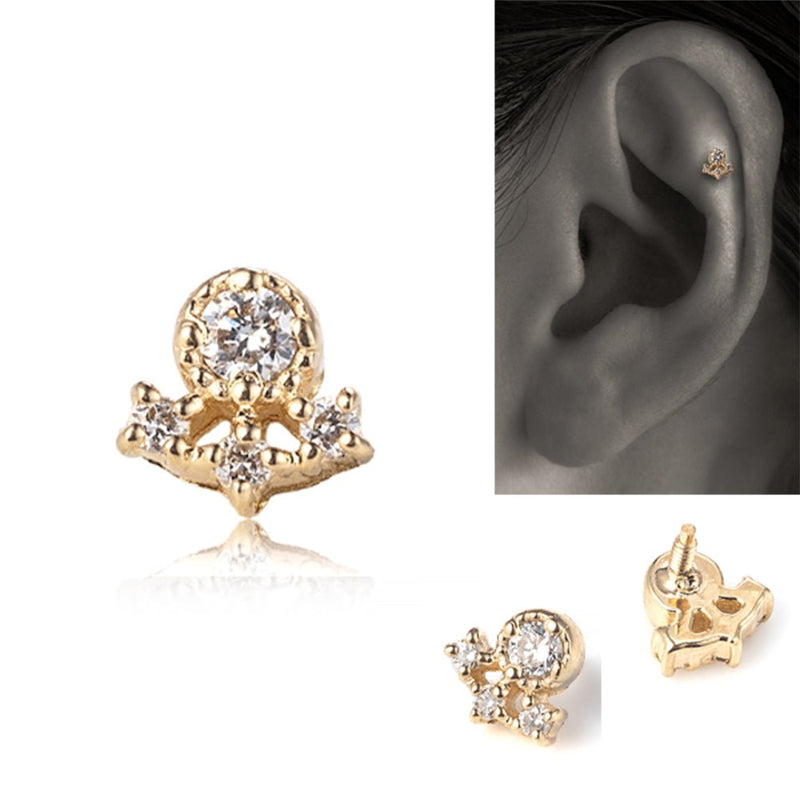 アンチトラガスピアスにオススメ。K10天然ダイヤモンド軟骨ピアス