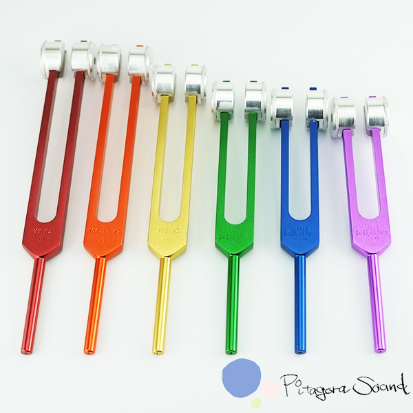 ソルフェジオ カラーボディーチューナー6本 錘付き 音叉 ソーマエナ